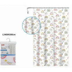 TENDA DOCCIA VASCA BAGNO CON 12 GANCI ARCOBALENO FANTASY 240 X 200 CM PEVA 87564