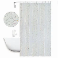 TENDA DOCCIA VASCA BAGNO GEOMETRICO EFFETTO PRISMA CON 12 GANCI 240X180 CM 87184