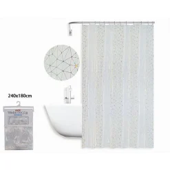 TENDA DOCCIA VASCA BAGNO GEOMETRICO EFFETTO PRISMA CON 12 GANCI 240X180 CM 87184