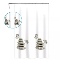 TENDA DOCCIA VASCA BAGNO IMPERMEABILE DECORATA SASSI SHABBY CHIC 240X200CM 87566