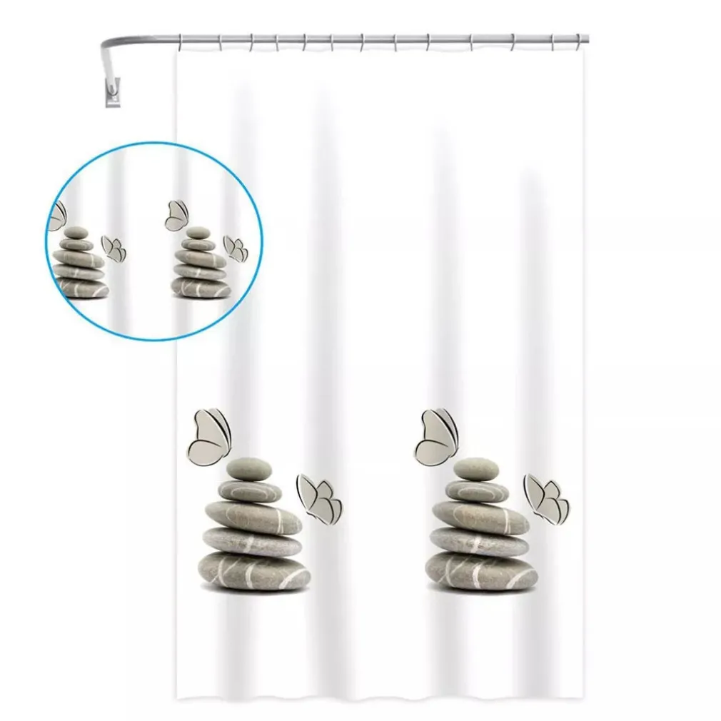 TENDA DOCCIA VASCA BAGNO IMPERMEABILE DECORATA SASSI SHABBY CHIC 240X200CM 87566