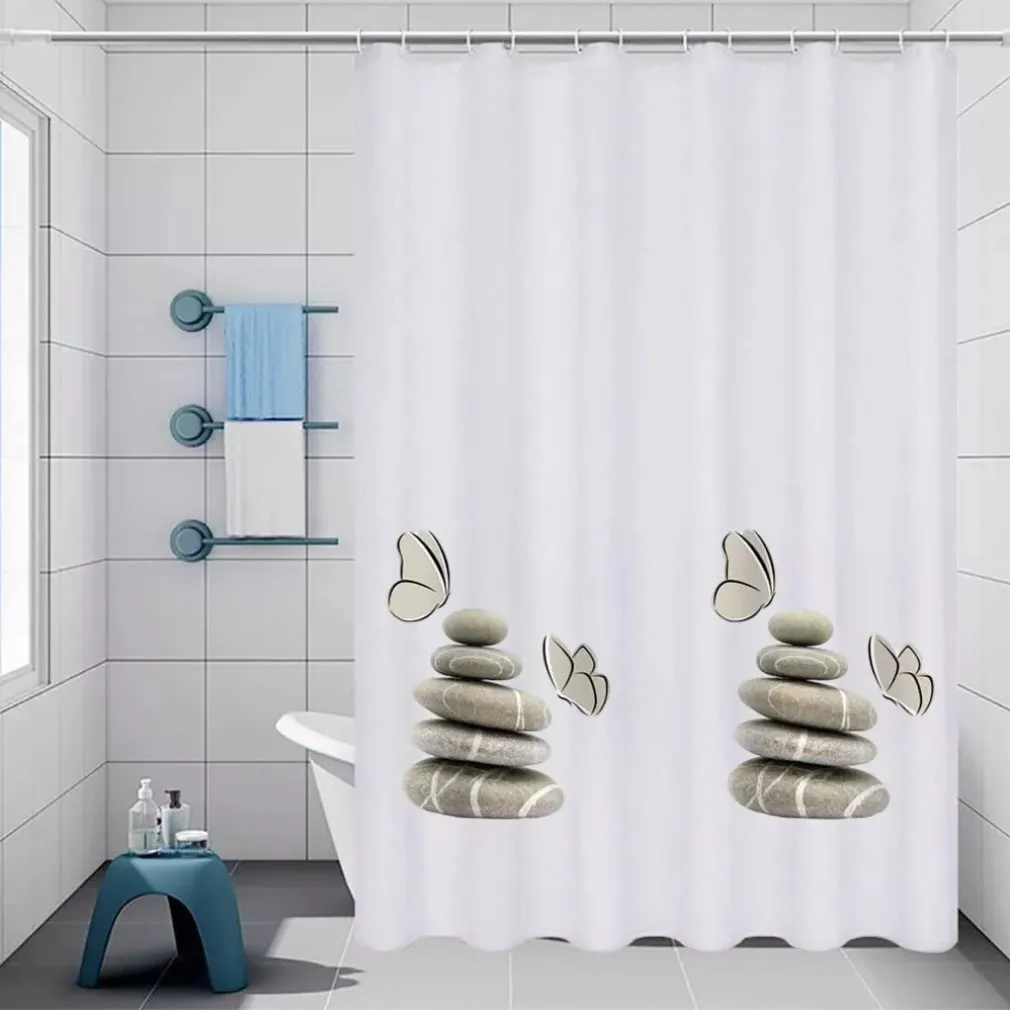 TENDA DOCCIA VASCA BAGNO IMPERMEABILE DECORATA SASSI SHABBY CHIC 240X200CM 87566