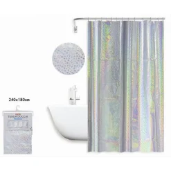 TENDA DOCCIA VASCA BAGNO EFFETTO PAILLETTATO IRIDESCENTE 12 GANCI 240X180CM 87190