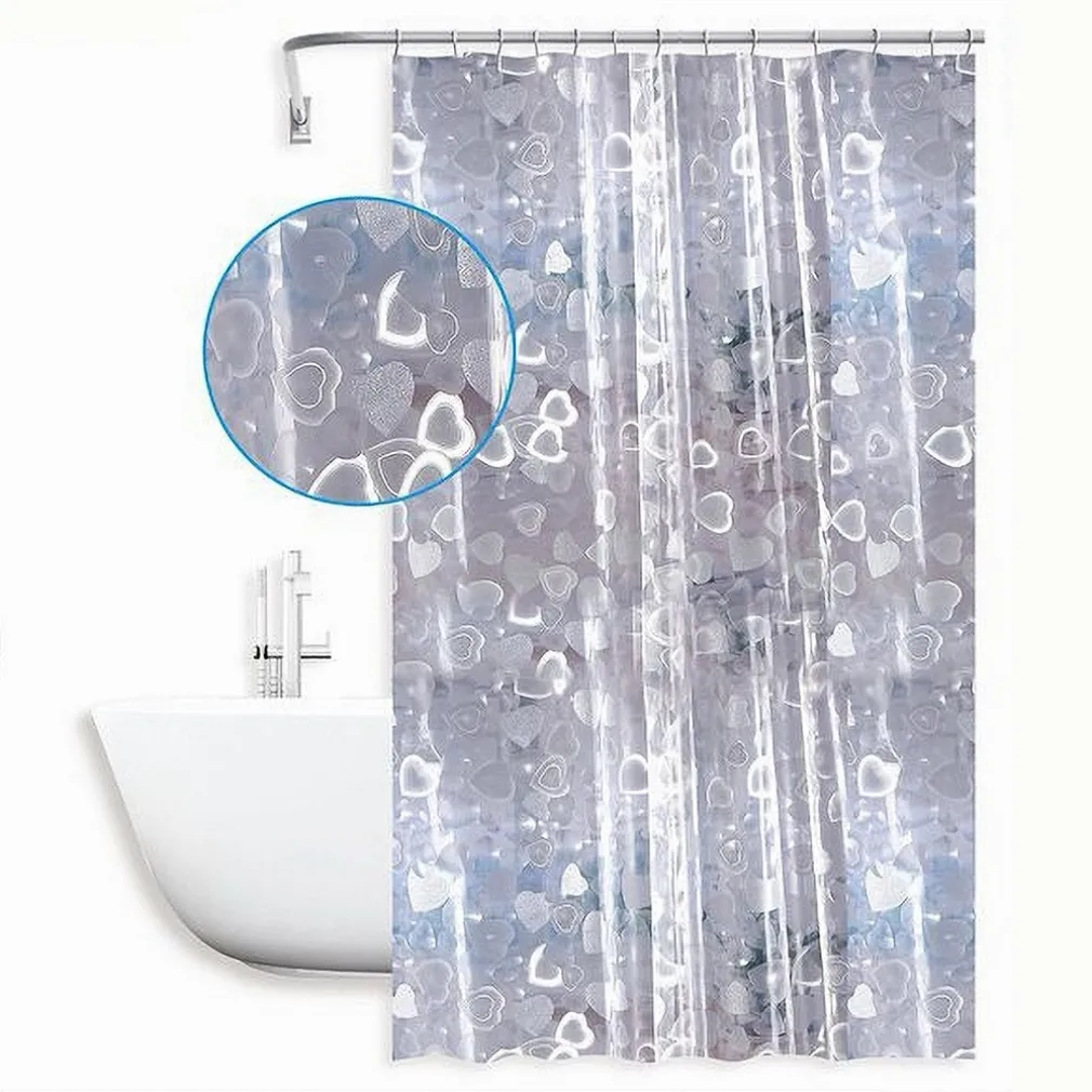 TENDA DOCCIA VASCA BAGNO IMPERMEABILE 12 GANCI EFFETTO 2D CUORI 240X200 CM 59810