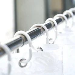 TENDA DOCCIA VASCA BAGNO 180X200CM IMPERMEABILE CON 12 ANELLI FIORE BIANCO 87579