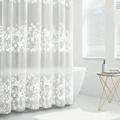 TENDA DOCCIA VASCA BAGNO 180X200CM IMPERMEABILE CON 12 ANELLI FIORE BIANCO 87579