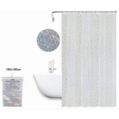 TENDA DOCCIA VASCA BAGNO ASTRATTA EFFETTO PRISMA CON 12 GANCI 180 X 180 CM 87183