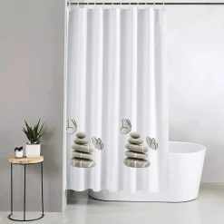 TENDA DOCCIA VASCA BAGNO IMPERMEABILE DECORATA SASSI SHABBY CHIC 180X200CM 87565