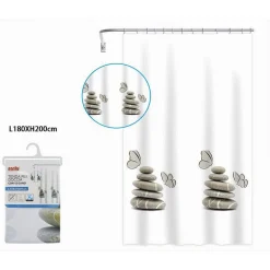 TENDA DOCCIA VASCA BAGNO IMPERMEABILE DECORATA SASSI SHABBY CHIC 180X200CM 87565