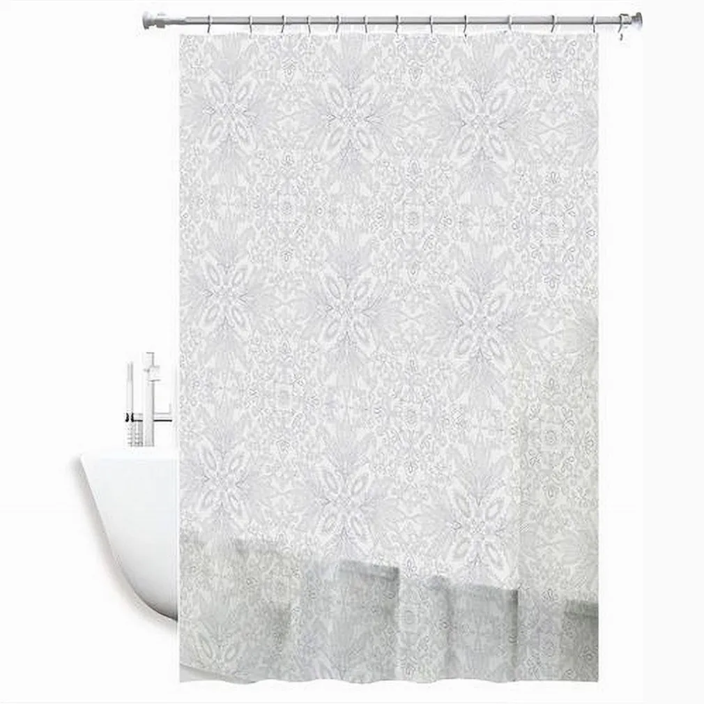 TENDA DOCCIA VASCA BIANCA IMPERMEABILE PVC 180 X 200CM DECORATA CON FOGLIE 69513