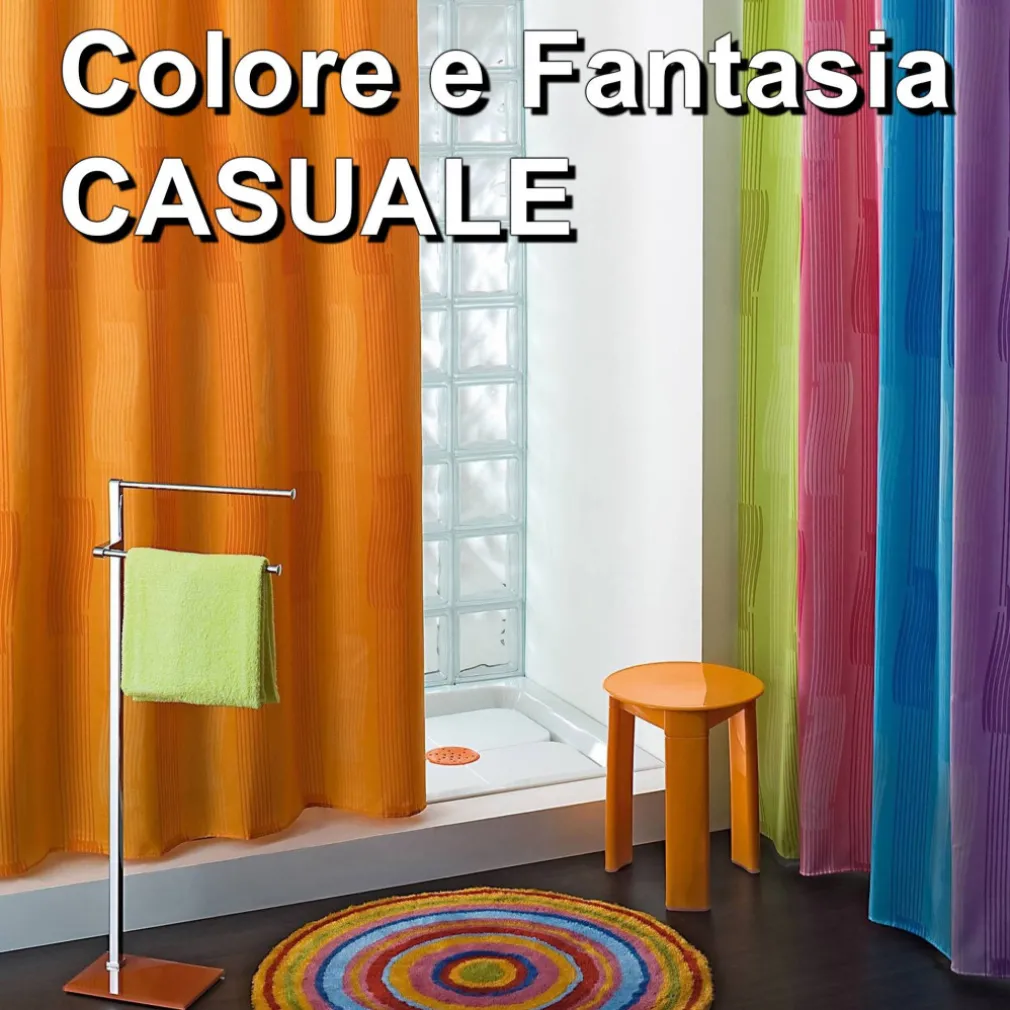 TENDA DOCCIA VASCA BIANCA IN POLIESTERE 180 X 200 CM TENDINA BAGNO CON GANCI