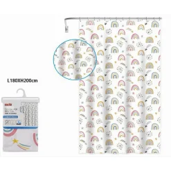 TENDA DOCCIA VASCA DA BAGNO CON 12 GANCI ARCOBALENO FANTASY 180X200CM PEVA 87563