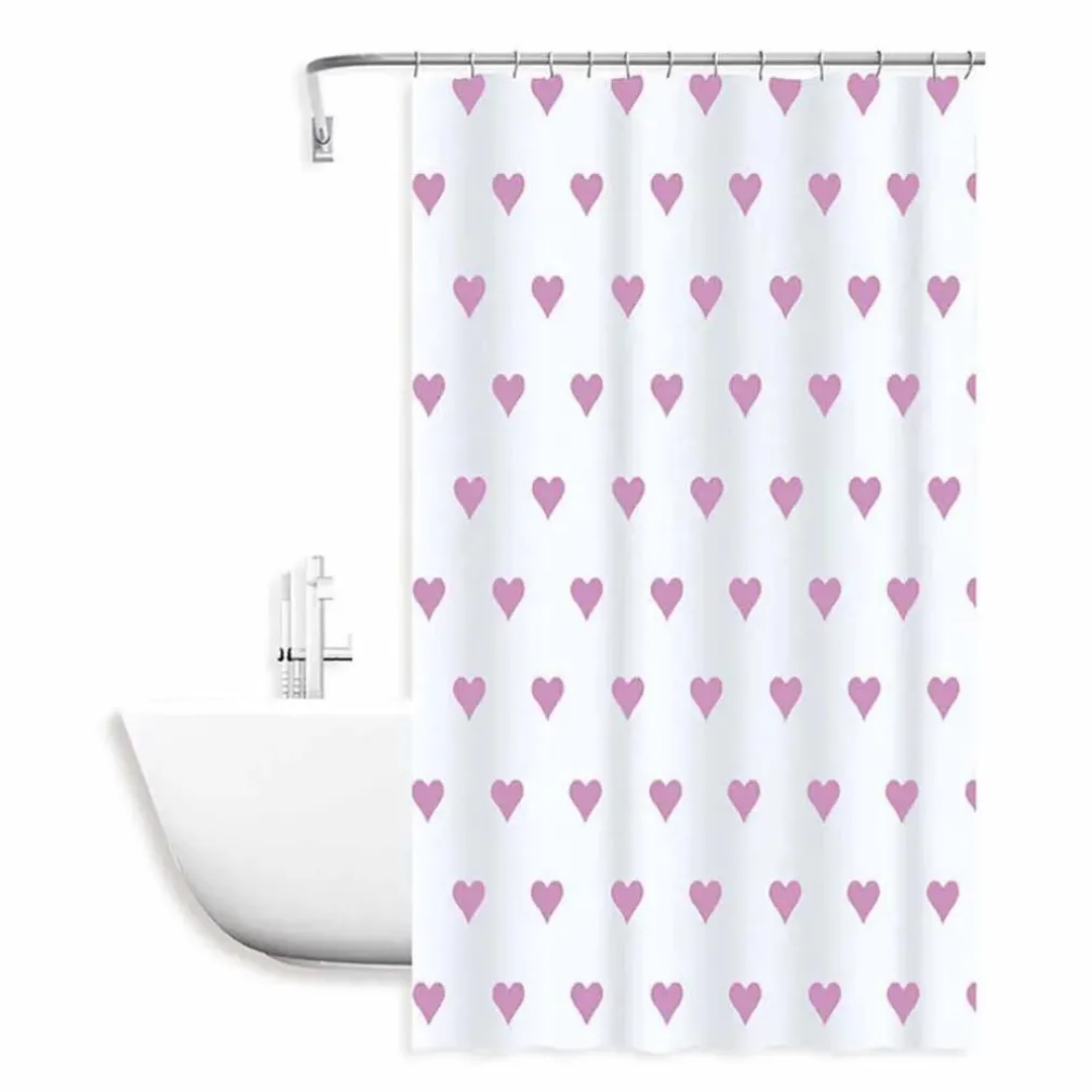 TENDA DOCCIA VASCA DA BAGNO IMPERMEABILE 12 GANCI CON CUORI ROSA 180X200CM 87091