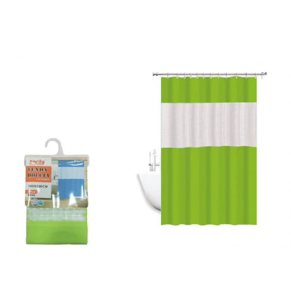 TENDA DOCCIA VASCA IMPERMEABILE ANTIMUFFA VERDE 3D GIUNTURA 180 X 200 CM 52133