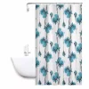TENDA DOCCIA VASCA IMPERMEABILE 12 GANCI DECORAZIONE FIORI BLU 180X200 CM 79224