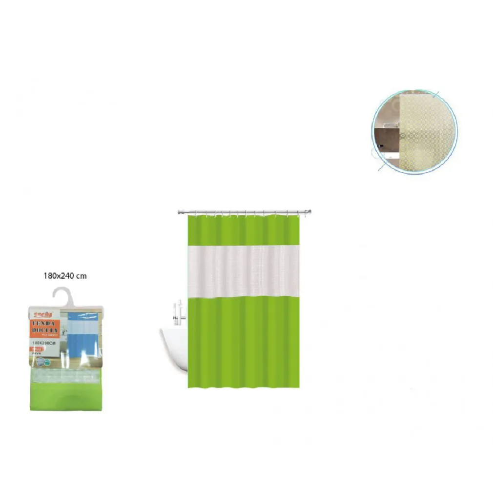 TENDA DOCCIA VASCA IMPERMEABILE ANTIMUFFA IN EVA VERDE GIUNTURA 180X240CM 52135