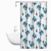 TENDA DOCCIA VASCA IMPERMEABILE 12 GANCI DECORAZIONE FIORI BLU 240 X 200CM 79225