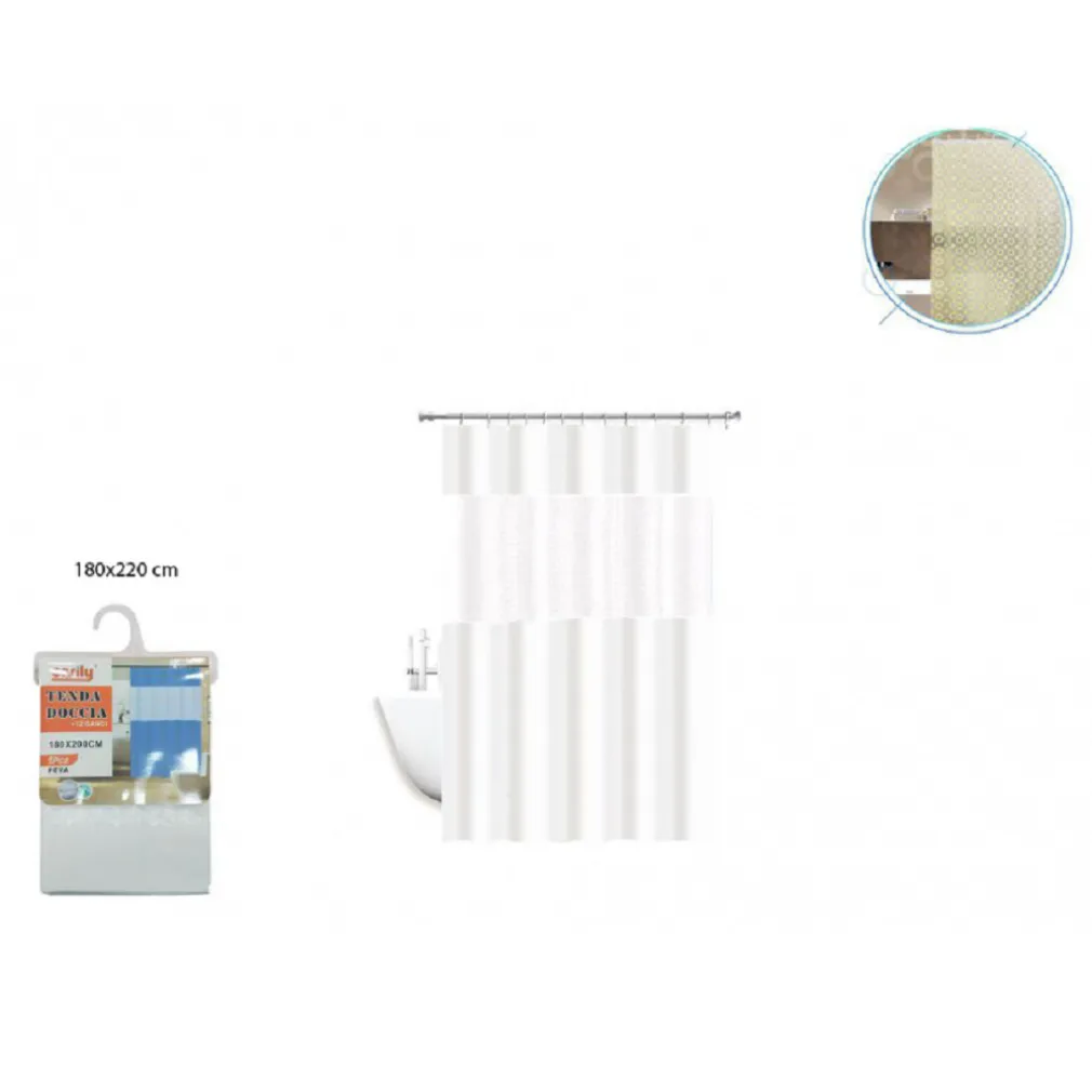 TENDA DOCCIA VASCA IMPERMEABILE ANTIMUFFA BIANCO 3D 180 X 220 CM GIUNTURA 52134