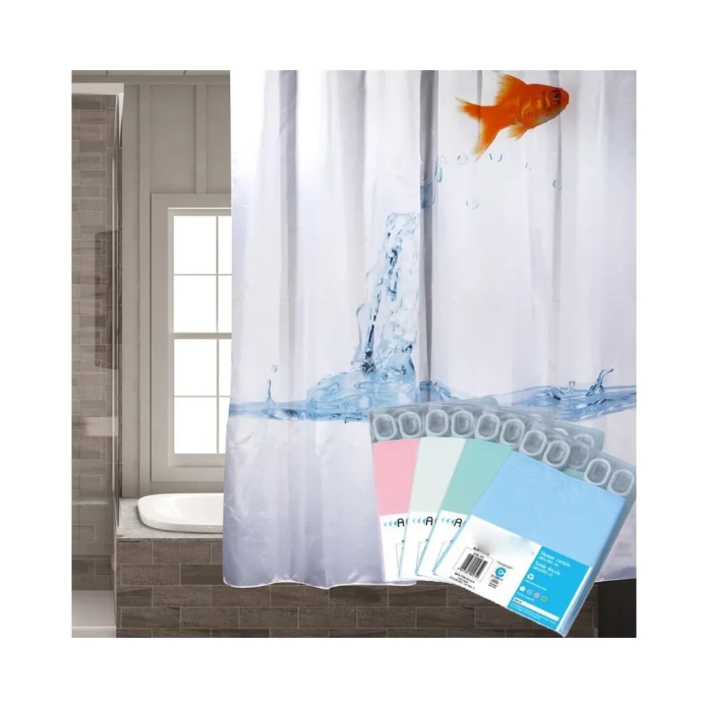 TENDA DOCCIA VASCA 180x180CM POLIESTERE CON ANELLI PLASTICA UNIVERSALI BASTONE BAGNO