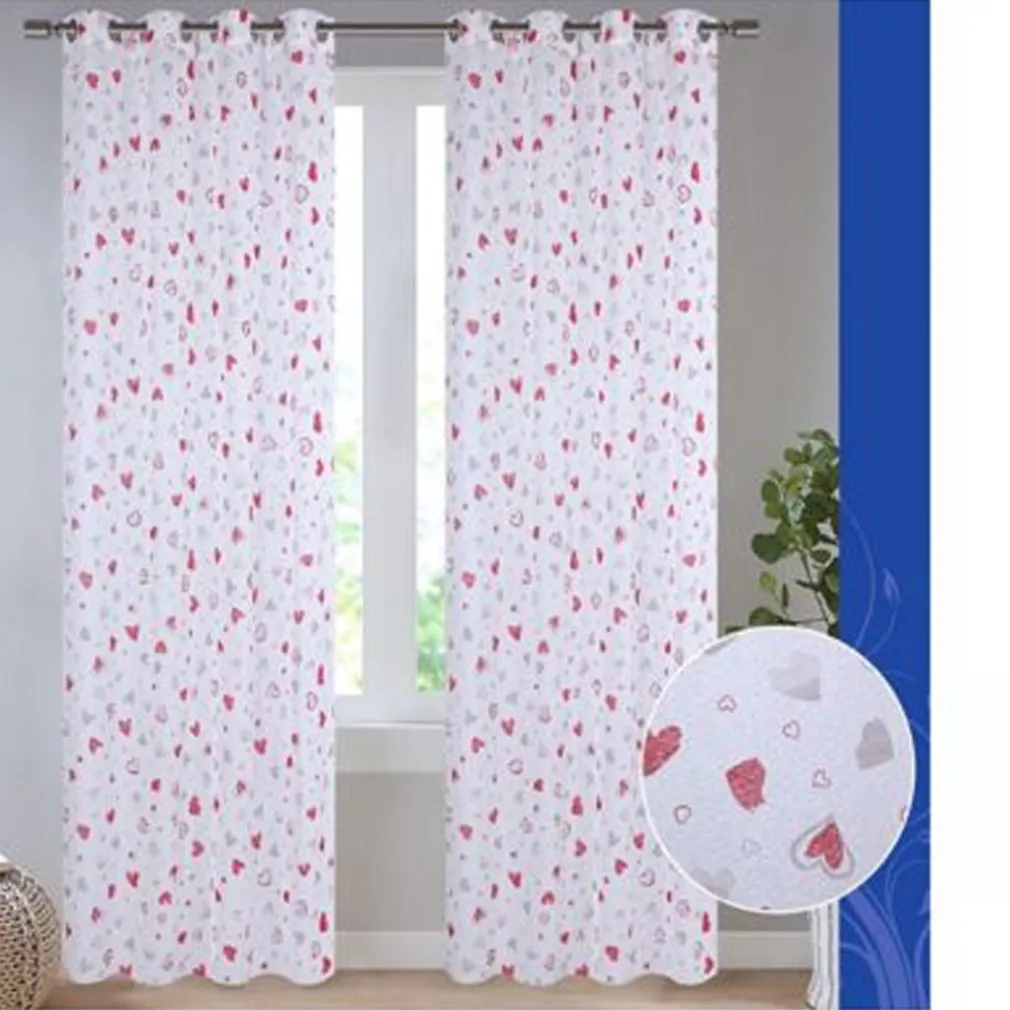 TENDA DOROTEA CUORI PANNELLO SINGOLO 8 BORCHIE PORTA FINESTRA BASTONE 140X280 CM