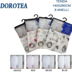 TENDA DOROTEA CUORI PANNELLO SINGOLO 8 BORCHIE PORTA FINESTRA BASTONE 140X280 CM
