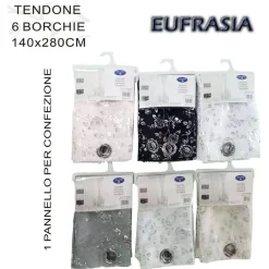 TENDA EUFRASIA PANNELLO SINGOLO CON 6 BORCHIE PORTA FINESTRA BASTONE 140X280 CM