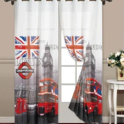 TENDA LONDON LONDRA BRITISH UK PANNELLO ANELLI ARREDO PORTA FINESTRA BASTONE