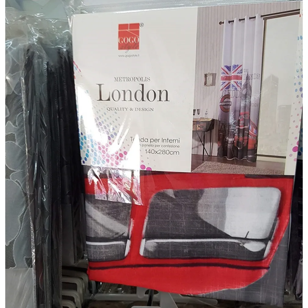 TENDA LONDON LONDRA BRITISH UK PANNELLO ANELLI ARREDO PORTA FINESTRA BASTONE