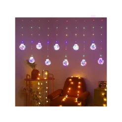 TENDA LUMINOSA 10 PALLINE DI NATALE 3 METRI CON NEVE LUCE LED CALDA FREDDA RGB