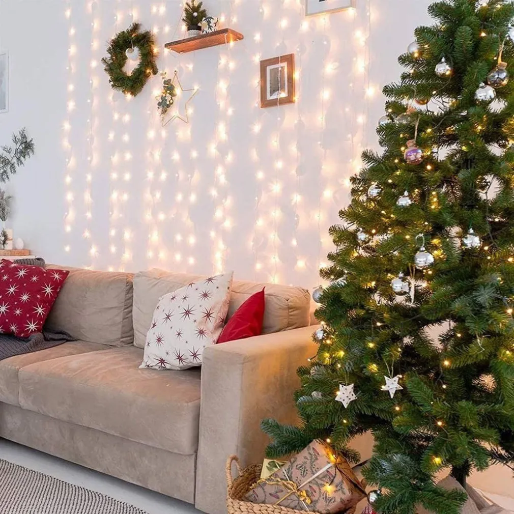 TENDA LUMINOSA LED CATENA LUCI USB 8 MODALITÀ LUCE TELECOMANDO BIANCO CALDO 3X3MT