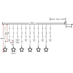 TENDA LUMINOSA NATALIZIA 140LED CON STELLE COLORATE RGB 2MT ESTERNO PROLUNGABILE