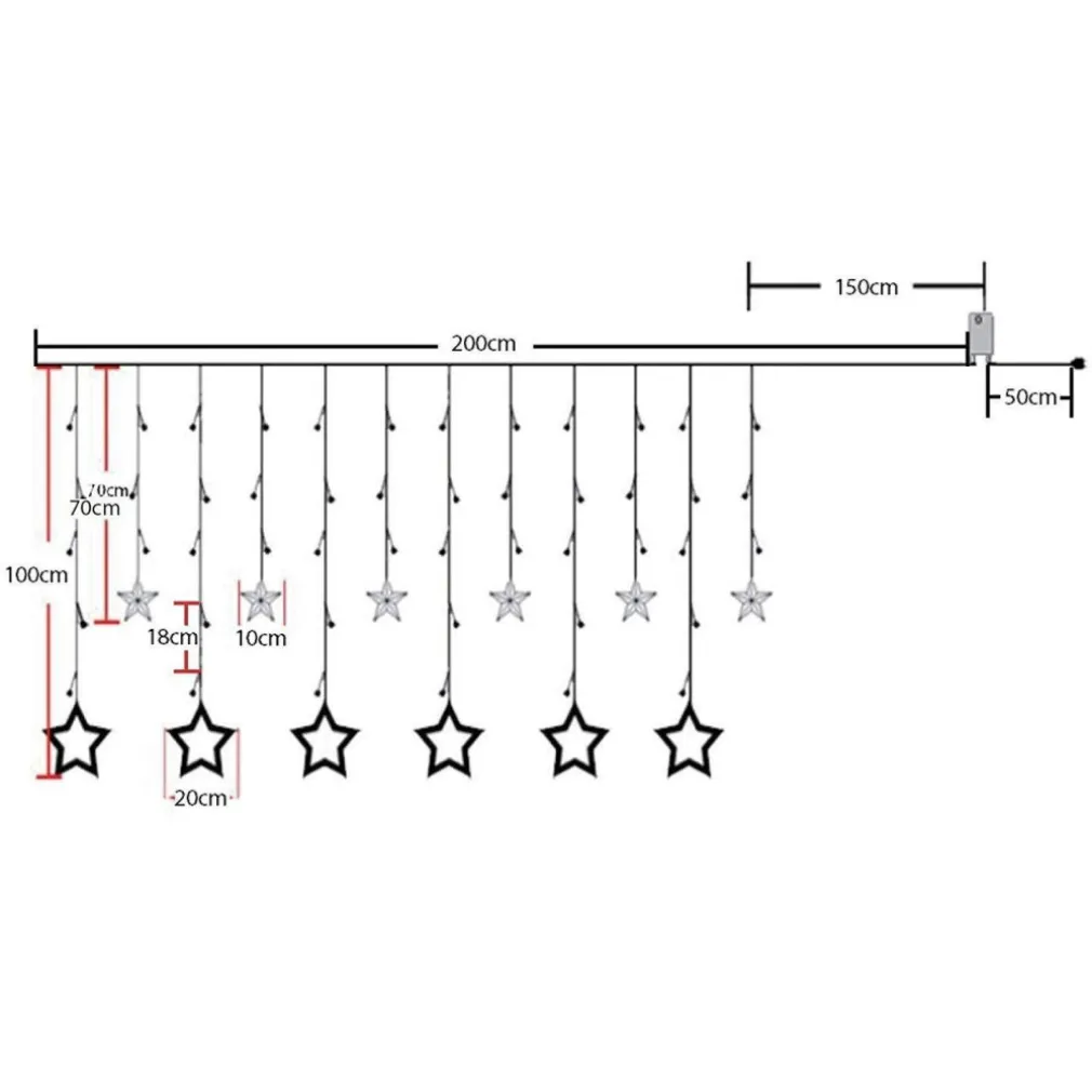 TENDA LUMINOSA NATALIZIA 140LED CON STELLE COLORATE RGB 2MT ESTERNO PROLUNGABILE