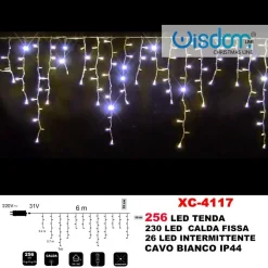 TENDA LUMINOSA NATALIZIA 256 LED LUCE CALDA FISSA + INTERMITTENTE IP44 XC-4117