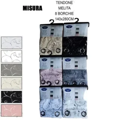 TENDA MELITA PANNELLO SINGOLO 8 BORCHIE PORTA FINESTRA CUCINA BASTONE 140X280 CM