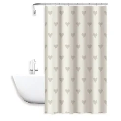 TENDA MODERNA DOCCIA VASCA BAGNO IMPERMEABILE PVC 12 GANCI CUORI 180X200CM 79228