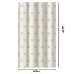 TENDA MODERNA DOCCIA VASCA BAGNO IMPERMEABILE PVC 12 GANCI CUORI 200X240CM 79229