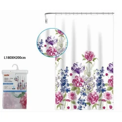 TENDA PER DOCCIA BAGNO STAMPA GARDEN FIORI FLOREALE 180X200CM CON 12 GANCI 87569