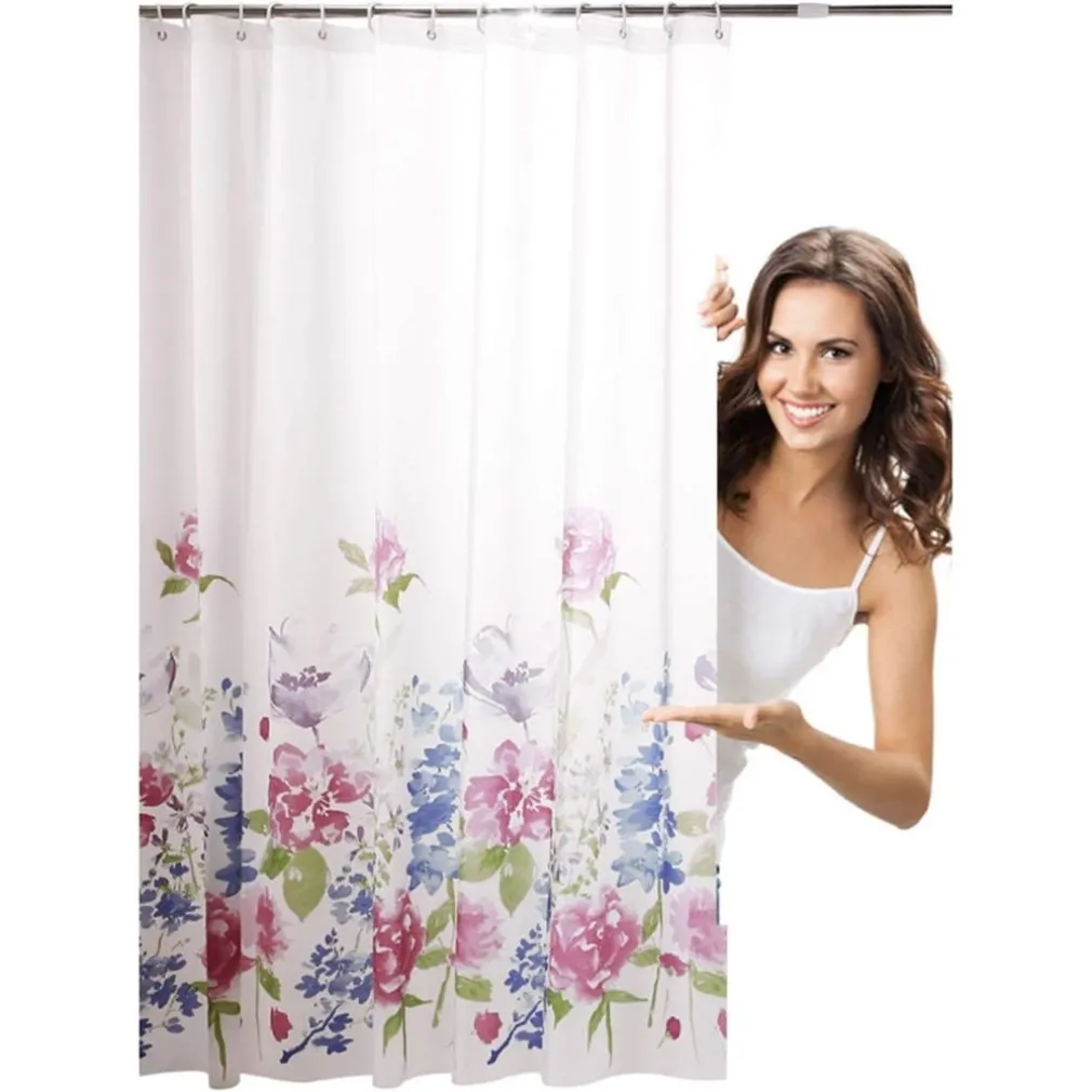 TENDA PER DOCCIA BAGNO STAMPA GARDEN FIORI FLOREALE 180X200CM CON 12 GANCI 87569