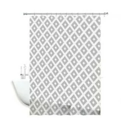 TENDA PER DOCCIA IMPERMEABILE TESSUTO PVC 12 GANCI IN PLASTICA ROMBI 180X200CM