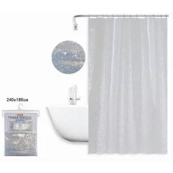 TENDA PER DOCCIA VASCA BAGNO EFFETTO CIELO STELLATO CON 12 GANCI 240X180CM 87186