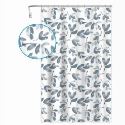 TENDA PER DOCCIA VASCA BAGNO CON 12 GANCI MOTIVO RAMETTI FOGLIE 180X200 CM 87577