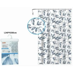 TENDA PER DOCCIA VASCA BAGNO CON 12 GANCI MOTIVO RAMETTI FOGLIE 240X200CM 87578