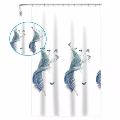 TENDA PER DOCCIA VASCA DA BAGNO PEVA 12 GANCI DECORATA CON PIUME 240X200CM 87572