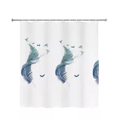 TENDA PER DOCCIA VASCA DA BAGNO PEVA 12 GANCI DECORATA CON PIUME 240X200CM 87572