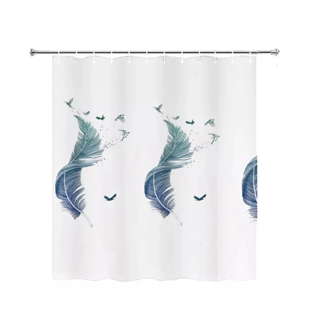 TENDA PER DOCCIA VASCA DA BAGNO PEVA 12 GANCI DECORATA CON PIUME 240X200CM 87572