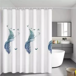 TENDA PER DOCCIA VASCA DA BAGNO PEVA 12 GANCI DECORATA CON PIUME 240X200CM 87572