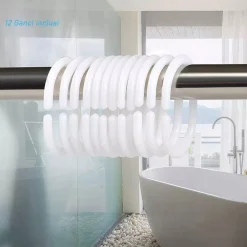 TENDA PER DOCCIA VASCA DA BAGNO PEVA 12 GANCI DECORATA CON PIUME 240X200CM 87572