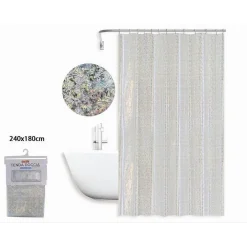 TENDA PER DOCCIA VASCA DA BAGNO ASTRATTO RIFLESSI CON 12 GANCI 240 X 180CM 87188