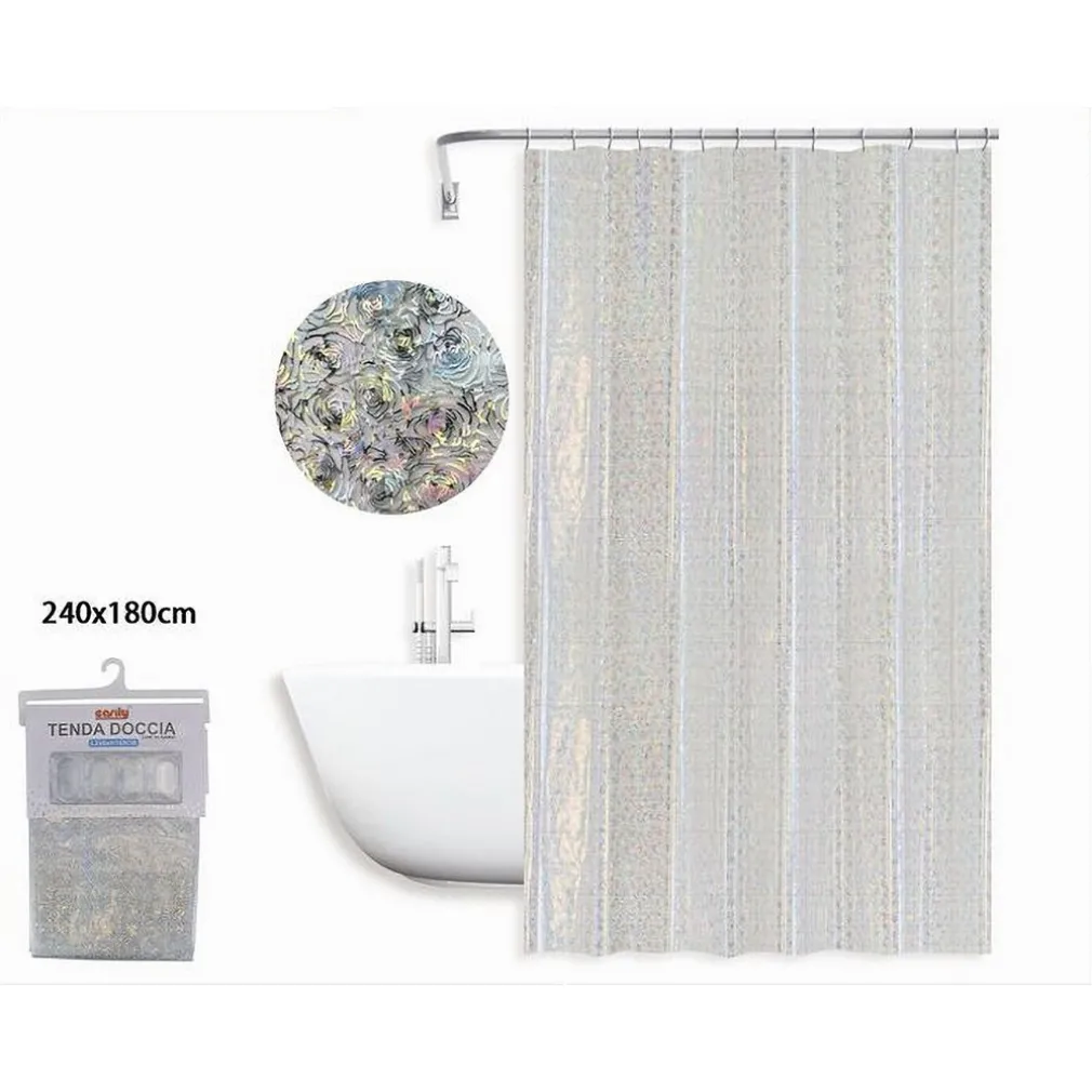 TENDA PER DOCCIA VASCA DA BAGNO ASTRATTO RIFLESSI CON 12 GANCI 240 X 180CM 87188