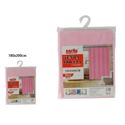 TENDA PER DOCCIA VASCA DA BAGNO IMPERMEABILE PEVA 12 GANCI ROSA 180X200CM 52145